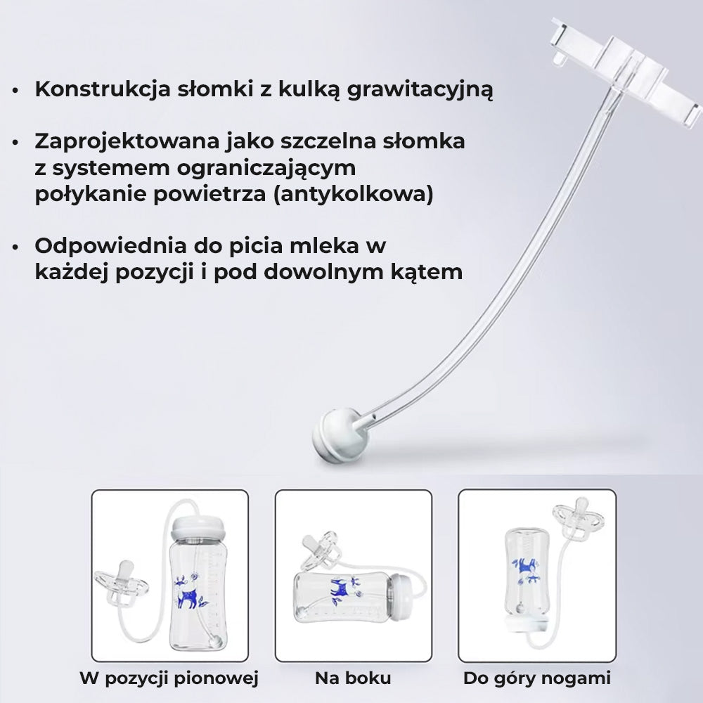Słomka antykolkowa z kulką grawitacyjną — picie w każdej pozycji